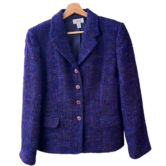 Talbots Purple Tweed Fuzzy Knobby Blazer. Wool/Mohair. Sz 10 - Picture 1 of 8